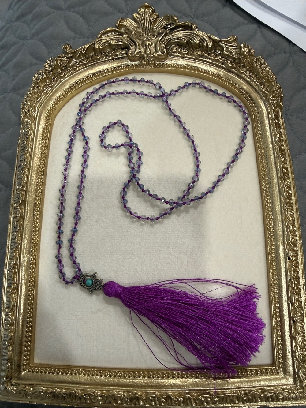 Purple Beaded Tassel Necklace - Women Jewelry